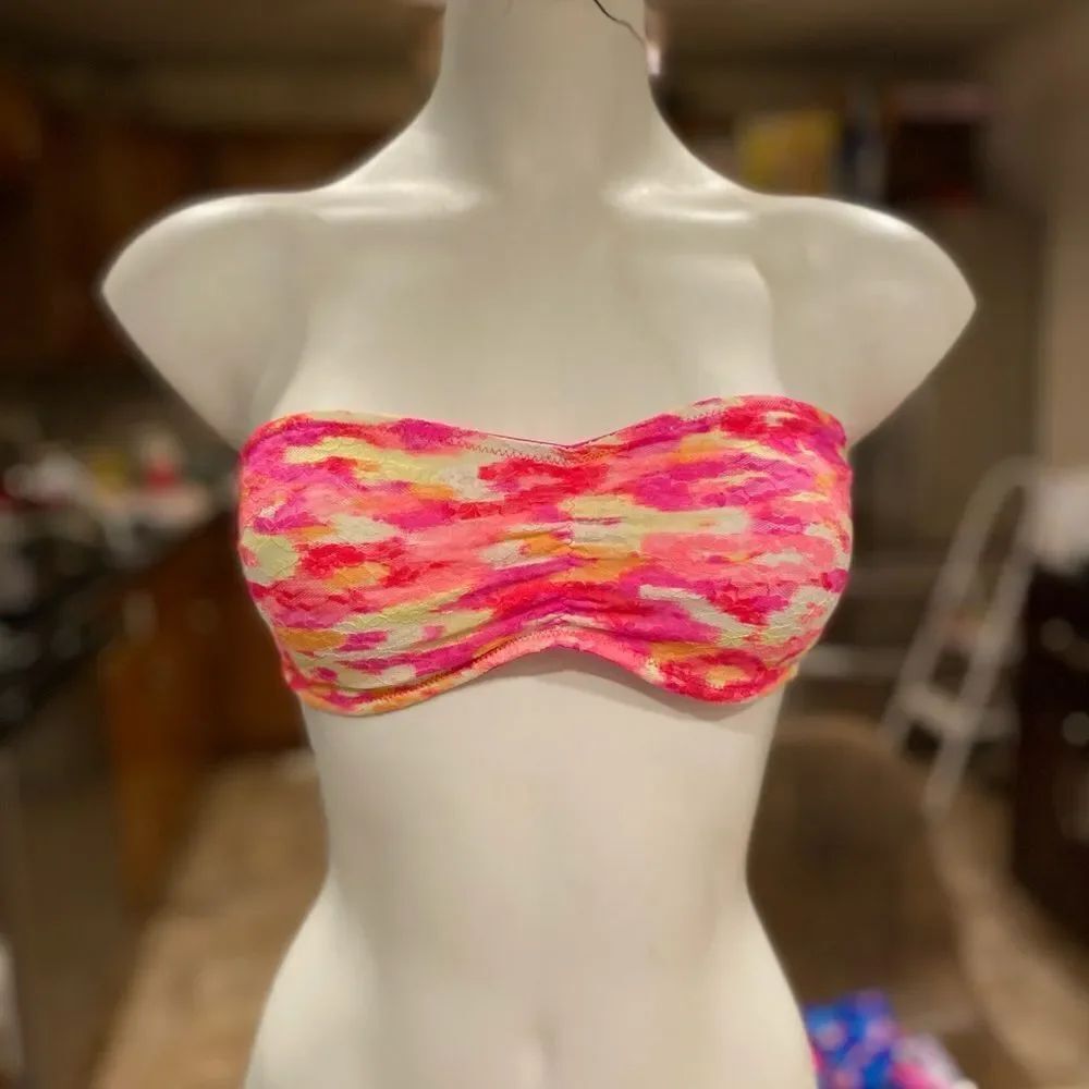 Victoria’s Secret PINK Floral Lace Bandeau Tube Top Size Small